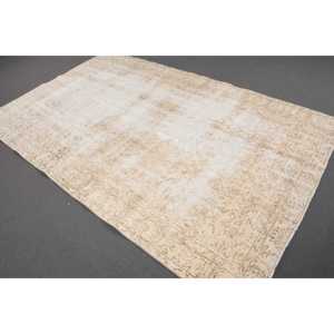 Alfombra Turca de 5.4x8.6 pies, Alfombra, Alfombra Ikat Blanca de Lana - Product Image 1