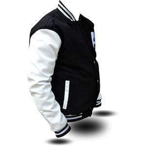 Veste universitaire en cuir brodée sur mesure pour homme, logo en chenille, bouton et fermeture éclair, veste universitaire en PU, design streetwear - Product Image 4