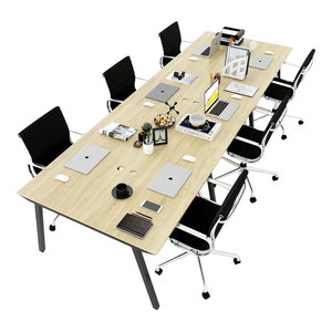 Mesa de Estilo Contemporáneo para 6 Personas, 360x120cm, Patas de Madera Contrachapada, HBPL013 - Product Image 1