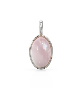 Personalizado mujeres curación Natural cuarzo rosa Piedra Rosa plata Lisa 925 hecho a mano bisel ajuste forma ovalada COLLAR COLGANTE encantos - Product Image 6