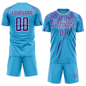 เสื้อฟุตบอลวินเทจสีน้ำเงินขาวแบบกำหนดเอง โพลีเอสเตอร์ 100% คุณภาพสูง ปริมาณสั่งซื้อขั้นต่ำน้อย พิมพ์ลายด้วยความร้อน ระบายอากาศได้ดี เหมาะสำหรับกิจกรรมกลางแจ้ง - Product Image 3