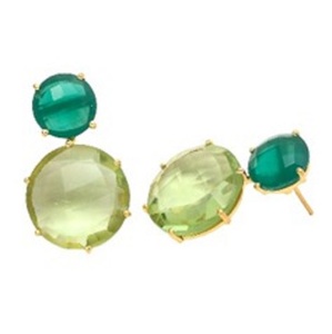 Boucles d'oreilles rondes en argent Sterling 925, améthyste verte Hydro et Onyx vert - Product Image 1