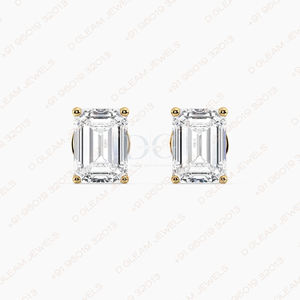 Trendy Four-Prong <b>Emerald</b> Cut Moissanite <b>Stud</b> Earrings Silver Arrow Shape for Engagement Wedding Anniversary Parties Gifts - Product Image 2