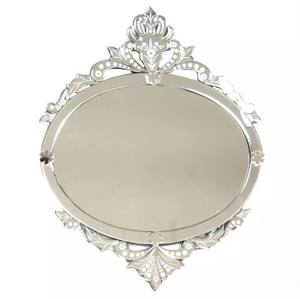 Miroir mural décoratif en métal avec cadre argenté pour salon, salle de bain, en aluminium, idéal pour le maquillage - Product Image 1