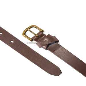 Cinturón casual de piel de vaca para hombre, correa de cuero marrón de alta calidad con hebilla de una sola punta chapada en latón sólido - Product Image 3