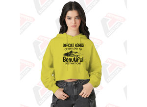 Stylish and Cozy Women's Crop <b>Hoodie</b> 100% Cotton for Winter Layering Embroidered Design Digital Printing Plain Dyed - Product Image 4