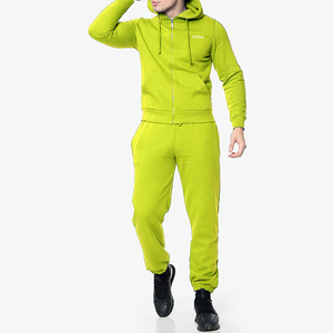 Ensemble de survêtement décontracté pour homme en coton et polyester, coupe confortable, veste zippée, pantalon à taille ajustable, idéal pour le streetwear et la détente - Product Image 5