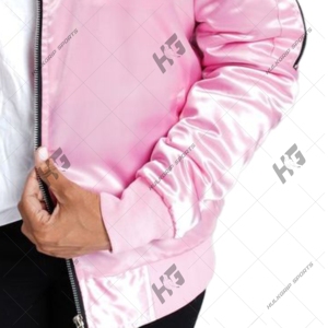Chaqueta Bomber de Satén Rosa Impermeable y Cortavientos para Primavera, Unisex, para Hermandades y Fraternidades Personalizadas - Product Image 6