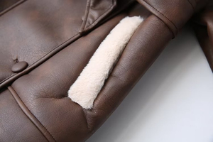 Manteau en cuir pour femme de haute qualité, couleur chocolat, avec fourrure, manches longues, manteaux en fausse fourrure pour femme, vêtements d'hiver, manteau, veste - Product Image 5