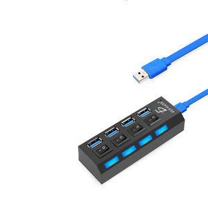 <b>Hub</b> <b>USB</b> 3.0 4 Ports with LED Switch Compatible with Laptop PC and Mac SD <b>USB</b> 2.0 Interface ROHS Certified Adapter Splitter - Product Image 1