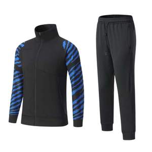 Ropa de entrenamiento de gimnasio Dos tonos Correr Jogging Hombres Dos piezas Cremallera Sudadera con capucha Fitness Poliéster Secado rápido Cómodo Chándales deportivos - Product Image 5