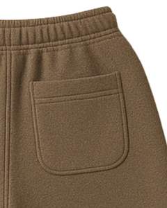 Pantalones Cortos de Felpa Color Café Capuchino para Hombre, Tela Gruesa y Suave, Cintura con Cordón, Casuales, para Gimnasio, Entrenamiento, Descanso, con Logotipo Personalizado OEM - Product Image 5