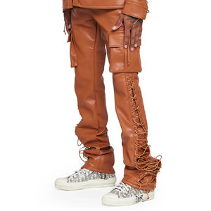 Pantalones de cuero hechos a medida de alta calidad para hombre, ajustados, con patrón recto, impermeables, ecológicos, estilo callejero, al por mayor - Product Image 5