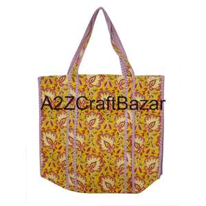 Sac fourre-tout quotidien pour femme, 100% coton pur, rayé, écologique, matelassé, fait main, style indien bohème, à porter à l'épaule, pour le shopping, le bureau - Product Image 1