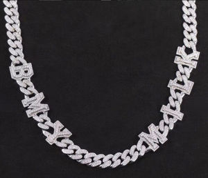 Chaîne cubaine en argent sterling 925 or blanc 14 carats 16mm pendentif pour hommes VVS1 Moissanite diamant 22 pouces excellents pendentifs à breloques - Product Image 1