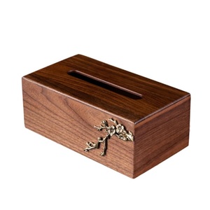 Porte-boîte à mouchoirs en bois de noyer Design floral moderne Distributeur de serviettes de bureau élégant pour la décoration de bureau à domicile - Product Image 1