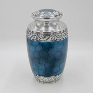 Vente chaude de couleur bleue, prix de gros, urnes de crémation, nouveau design, urne en métal, fournitures pour les cendres humaines, urne en laiton massif - Product Image 4