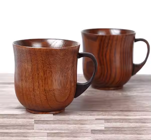 แก้วกาแฟไม้อะคาเซียร่วมสมัยแบบพกพาทำด้วยมือมีหูจับสำหรับใช้ในบ้านหรือสำนักงานโดยงานฝีมือรูปพระจันทร์เสี้ยว - Product Image 4