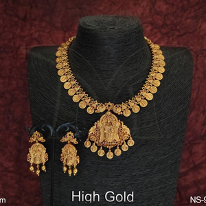 High <b>Gold</b> Plated Designer Fancy Style <b>Coin</b> Temple Design <b>Necklace</b> Set - Product Image 1