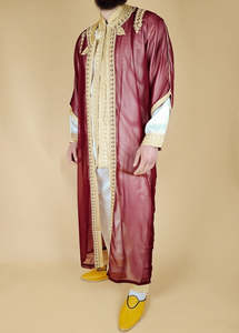 Nouvel arrivage de luxe Style marocain Long hommes Thobe Abaya traditionnel musulman Collection de mariée soie Anti-rides fait à la main - Product Image 2