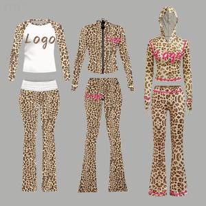 ชุดเสื้อผ้า2025พิมพ์ลายเสือดาว2ชิ้นสำหรับผู้หญิงเสื้อคอตตอนพิมพ์ลายเสือดาวเสือชีตาห์สำหรับฤดูร้อน - Product Image 4