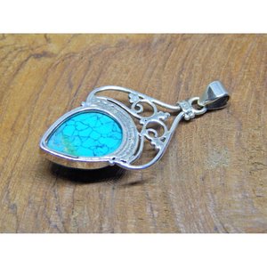 Colgante turquesa de Plata de Ley 925 hecho a mano con cabujón, regalo de joyería fina para mujeres y niñas - Product Image 4