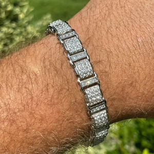 Pulsera con abalorio de tenis de Plata de Ley 925 para hombre, estilo presidencial de 11mm con joyería de moda de diamantes para hombre - Product Image 1