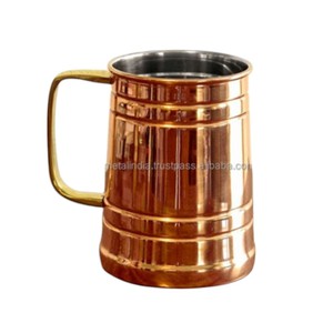 Designer Metal Moscow Mule Mugs Silverware Set of 2 Round Shape Coffee Mugs Tableware Bar Accessory Handcrafted From India - Product Image 1