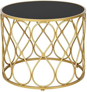 Ensemble de table basse en métal de fer de haute qualité forme ronde avec support en bois naturel manteau de poudre noire tendances Tables d'occasion de haute qualité - Product Image 3