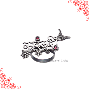 Nueva llegada anillo de escritura a mano oxidado de plata declaración mujeres y niñas joyería tradicional - Product Image 3