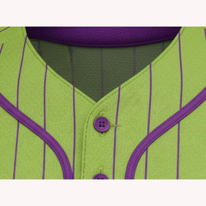 Camiseta de Béisbol Personalizada con Rayas Verdes, Uniforme Profesional con Botones para Hombre, Ropa Deportiva Transpirable de Talla Grande, Venta al por Mayor, OEM, ODM - Product Image 5