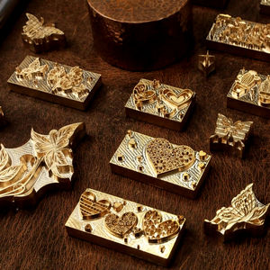 Sello en relieve de latón personalizado, mango de cuero, marca de cuero personalizada, manualidades de Metal, - Product Image 1