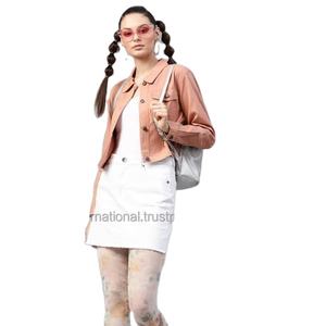 Veste en jean pour femmes coupe ajustée personnalisée en gros Veste en cuir de camionneur tendance à la mode Broderie Perlage Viscose - Product Image 1
