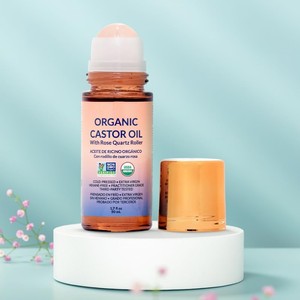 有机蓖麻油滚涂玫瑰石英 | 100% 天然，适用于身体皮肤、眉毛、睫毛和头发 | 冷压 - Product Image 1