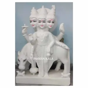 Статуя Бога Dattatreya из белого мрамора