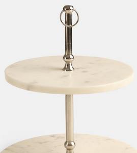 Support à gâteau à 2 étages en marbre blanc de luxe avec poignée argentée, support à dessert rond moderne, tour à cupcakes pour fête, hôtel, buffet, décoration - Product Image 5