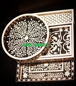Plateau de service artisanal en bois nacre blanche, pour décor de l'aïd, cadeau de cuisine, plateau de service du chocolat, plateaux de service pour RAMADAN - Product Image 6