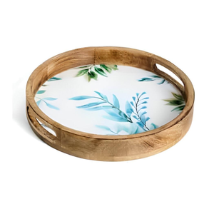 Plateau rond en émail en bois à la mode avec patinage bonhomme de neige impression serveur de vacances décoratif de noël pour biscuits collations cuisine d'hiver - Product Image 6