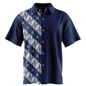 Polo manga corta estampado patrón pesca talla grande poliéster algodón ODM suministro - Product Image 1