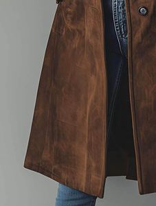 เสื้อแจ็คเก็ตบลูซอนหนังกลับแท้สีน้ำตาลสไตล์วินเทจสำหรับผู้หญิง รุ่น 25YX023 ฤดูใบไม้ร่วง-ฤดูหนาว จากบรูมเล็ต คอร์ปอเรชั่น ติดกระดุมทำมือ กันลม - Product Image 3