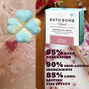 Lot de bombes de bain en forme de cœur en gros, parfum lotus, aux huiles essentielles nourrissantes et au sel marin, pour usage domestique, en coffret cadeau - Product Image 2