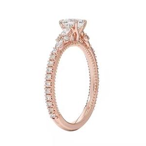 Halo Design 10K Oro amarillo Moissanite Anillo de compromiso de diamante de corte brillante redondo para boda - Product Image 4