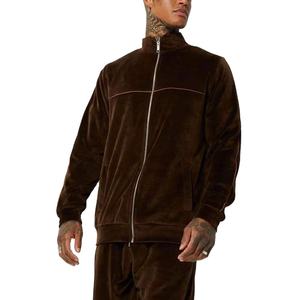 Ensemble de survêtement en velours 100% coton, sweat-shirt à fermeture éclair intégrale, pantalon élastique, coupe-vent, tenue décontractée d'hiver, vêtements de loisirs - Product Image 2