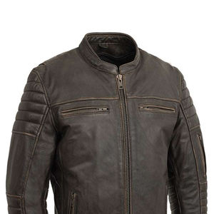 แจ็กเก็ตหนังสำหรับผู้ชายพิมพ์โลโก้ได้ตามต้องการสำหรับฤดูหนาวปกตั้งกันน้ำกันลมระบายอากาศสีทึบปรับขนาดได้ - Product Image 4