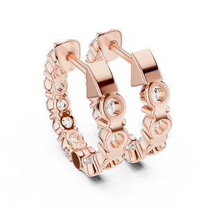 ต่างหูเพชรทรงห่วงเพาะเลี้ยงในห้องปฏิบัติการ ดีไซน์พิเศษ ชุบทองคำขาว 18KT โรสโกลด์ พร้อมใบรับรอง IGI เหมาะสำหรับใส่ทุกวัน งานพิเศษ และวันวาเลนไทน์ - Product Image 3