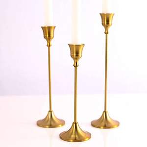 Candelabros votivos de latón alto moderno para decoración del hogar del banquete de boda - Product Image 4