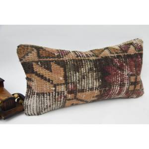 Luxury <b>18x18</b> Beige Wool Kilim Plaid Pillow 8x16 Inch Floral and Vintage Print Decorative Accent Pillow Woven with Silk Bedding - Product Image 2