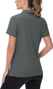 เสื้อโพลีเอสเตอร์ถักสำหรับผู้หญิงใส่ได้ทั้งชายและหญิงเสื้อลำลองแห้งเร็วสีทึบ - Product Image 2
