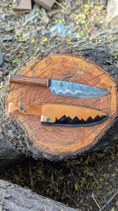 El mejor cuchillo de cocina hecho a mano, hoja de acero de Damasco de cobre, mango de madera con cubierta, regalo de Navidad de aniversario, regalo de boda. - Product Image 3