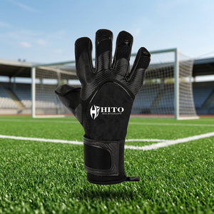 Custom Design Black Neoprene German Latex Emboss Soccer Goalkeeper Gloves 4mm German Latex Sillicon inject Negative Cut - Product Image 6
